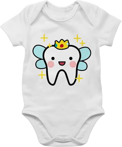 Baby Body Junge Mädchen - Karneval & Fasching - Zahnfee mit Krone - Zahnarzt Zahn-Fee Geschenk Zahnarzthelferin Zahnmedizin Geschenkidee Zahnmedizinische Fachangestellte - 6/12 Monate - Weiß von Shirtracer