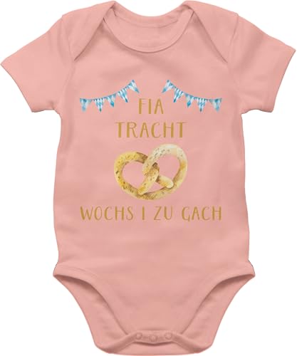 Baby Body Junge Mädchen - Kompatibel mit Oktoberfest Outfit - Fia Tracht wochs I zu gach | Lustiges Volksfest Design für Kinder und Jugendliche | Witziges Motiv - 3/6 Monate - Babyrosa von Shirtracer