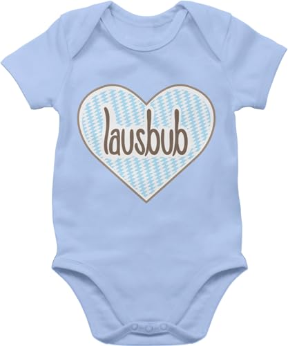 Baby Body Junge Mädchen - Kompatibel mit Oktoberfest Outfit - Lausbub - 3/6 Monate - Babyblau - bayern babyartikel strampler bayrisch bayerischer lausbua bodys bayerisch trachtenbody tracht von Shirtracer