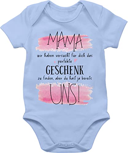 Baby Body Junge Mädchen - Mama wir haben versucht für Dich das perfekte Geschenk zu finden - Geschenk für Mutti Geburtstag Geschenkidee Muttertag - 1/3 Monate - Babyblau - babybody mit spruch von Shirtracer