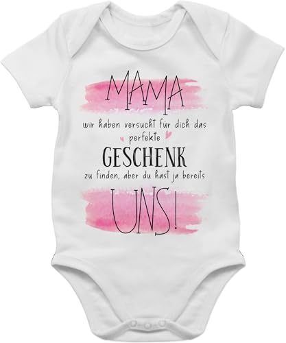 Baby Body Junge Mädchen - Mama wir haben versucht für Dich das perfekte Geschenk zu finden - Geschenk für Mutti Geburtstag Geschenkidee Muttertag - 12/18 Monate - Weiß - babybody mit spruch von Shirtracer