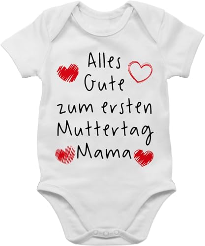 Baby Body Junge Mädchen - Alles Gute zum ersten Muttertag II - 1/3 Monate - Weiß - muttertagsgeschenke 1 babybody muttertagsstrampler mama 1. babysachen muttertagsgeschenk muttertags erster von Shirtracer