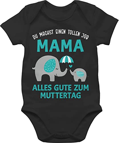 Baby Body Junge Mädchen - Du machst einen tollen Job Mama - Geschenk Zum 1 Muttertag - 18/24 Monate - Schwarz - perfekte muttertagsgeschenk kleinigkeit geschenke für besondere danke und mutter von Shirtracer