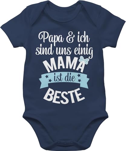 Baby Body Junge Mädchen - - Mama ist die Beste I - 12/18 Monate - Navy Blau - mamas best mum kinderbodys muttertag strampler mommy für dein bodys mother's day mutti text kurzarmbody geschenk von Shirtracer