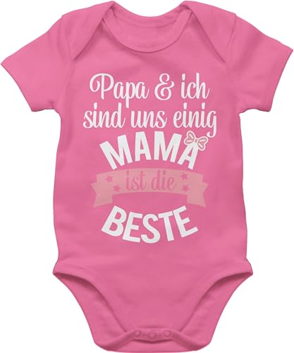 Shirtracer Baby Body Junge Mädchen - Mama ist die beste I Weltbeste Mutti - 6/12 Monate - Pink - muttertagsgeschenk kurzarmbody jungen mommy geschenk fuer mutter babysachen mother's day mother von Shirtracer