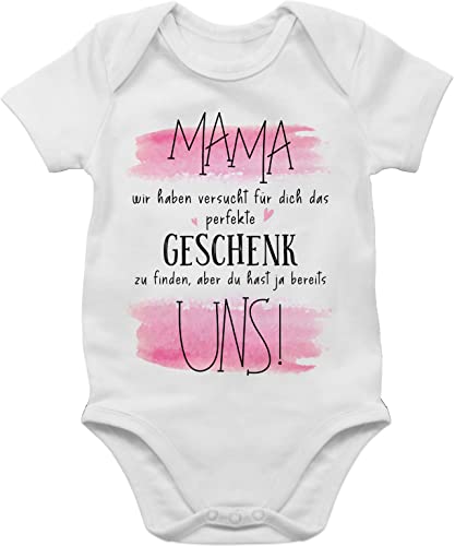 Shirtracer Baby Body Junge Mädchen - Mama wir haben versucht für Dich das perfekte Geschenk zu finden - Geschenk für Mutti Geburtstag Geschenkidee Muttertag - 3/6 Monate - Weiß - geburt mother von Shirtracer