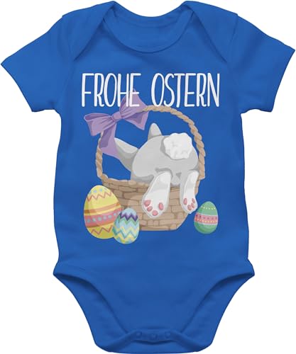 Baby Body Junge Mädchen - Ostergeschenke - Frohe Ostern Häschen im Korb I Osterhase I Oster Hase - 12/18 Monate - Royalblau - für kinder 1 osterkleidung easter clothes osterbody osteroutfit von Shirtracer