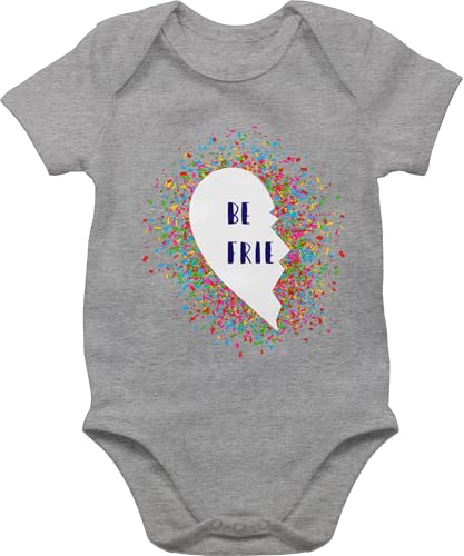 Baby Body Junge Mädchen - Partner-Look Familie - Best Friends Konfetti I Schwangerschaft verkünden - 1/3 Monate - Grau meliert - strampler freundin partnerlook mutter sohn kleidung partner look von Shirtracer