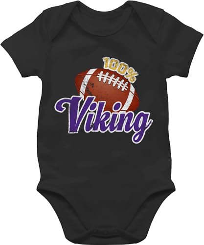 Baby Body Junge Mädchen - Sport & Bewegung - 100% Viking - 1/3 Monate - Schwarz - basketball outfit 25. geburtstag vikings bodys babysachen mit football babybody jungs american strampler minnesota von Shirtracer