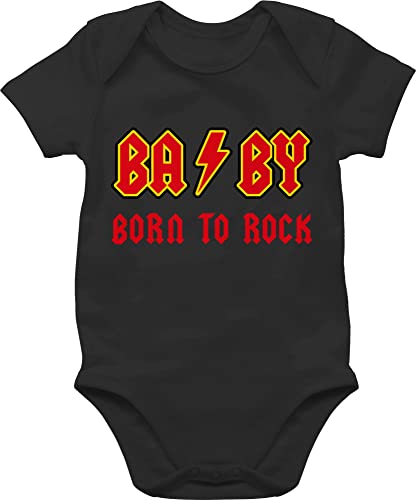 Baby Body Junge Mädchen - Sprüche - BA BY Born to rock Rot - 12/18 Monate - Schwarz - babymode witzig spruch rocker bodys strampler mit lustigen sprüchen spruche babybody babygeschenk von Shirtracer