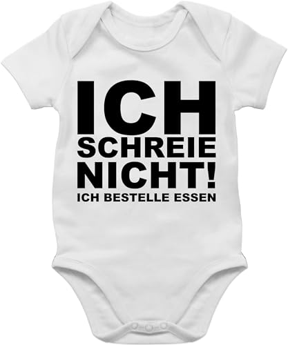 Baby Body Junge Mädchen - Sprüche - Ich schreie nicht ich bestelle Essen - schwarz - 1/3 Monate - Weiß - strampler neugeborene babybody mit sprüchen lustige babygeschenke bodies spruch sprüche. von Shirtracer