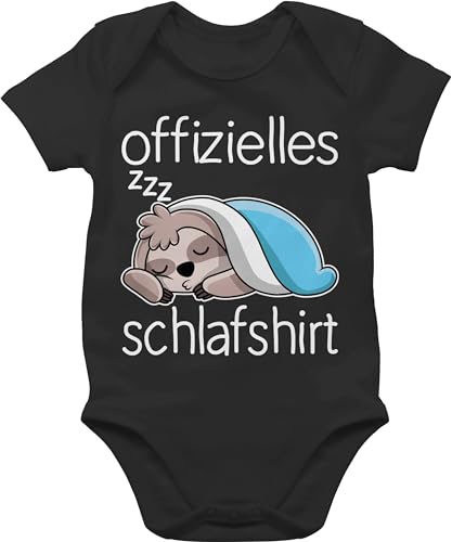 Baby Body Junge Mädchen - Sprüche - Offizielles Schlafshirt mit Faultier - weiß - 1/3 Monate - Schwarz - babymode witzig spruch schlaf bodys babygeschenk spruche schlafen babysachen babygeschenke von Shirtracer