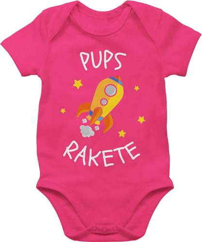 Baby Body Junge Mädchen - Sprüche - Pupsrakete weiß - 3/6 Monate - Fuchsia - geschenke geburt babymode witzig spruch rakete bodys strampler mit lustigen sprüchen spruche babybody babygeschenk von Shirtracer