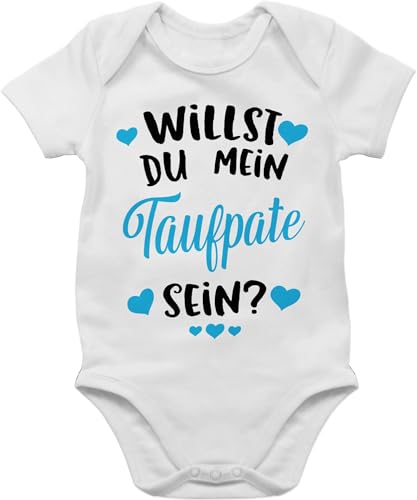 Baby Body Junge Mädchen - Sprüche - Willst du mein Taufpate sein? - hellblau - 3/6 Monate - Weiß - taufpaten fragen babymode witzig spruch pate bodys strampler mit lustigen sprüchen spruche von Shirtracer