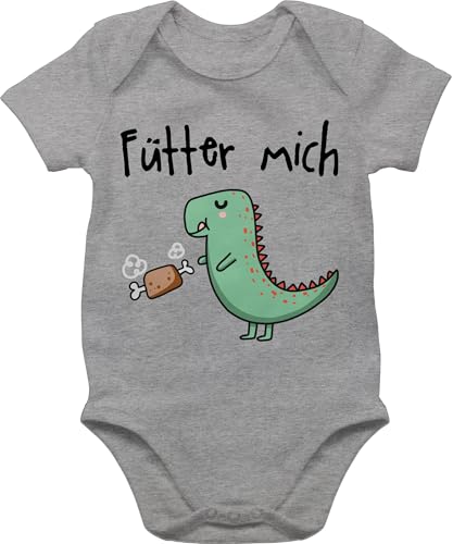 Baby Body Junge Mädchen - Strampler & - Fütter mich - 3/6 Monate - Grau meliert - dinosaurier lustig sachen für neugeborene dino bodys zur geburt babysachen mit sprüchen babybody geschenke Baby Body Junge Mädchen - Strampler & - Fütter mich - 3/6 Monate - Grau meliert - dinosaurier lustig sachen für neugeborene dino bodys zur geburt babysachen mit sprüchen babybody geschenke von Shirtracer