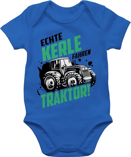 Baby Body Junge Mädchen - Traktoren - Echte Kerle fahren Traktor Trecker Landwirt Bauer Geschenk - 3/6 Monate - Royalblau - babysachen landwirtschaft body. traktorfan landwirte babybody strampler von Shirtracer