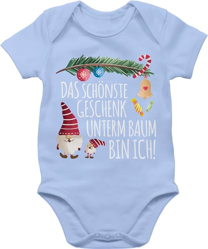 Baby Body Junge Mädchen - Weihnachten Geschenke Christmas - Das schönste Geschenk unterm Baum bin ich! - Wichtel - 3/6 Monate - Babyblau - outfits jungen weihnachtsoutfit weihnachtsmotiv babybody von Shirtracer