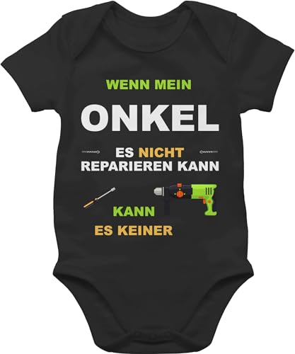 Baby Body Junge Mädchen - Wenn mein Onkel es nicht reparieren kann kann es keiner - 12/18 Monate - Schwarz - geschenk von sprüche geschenke uncle strampler vom handwerker bodys babysachen babybody von Shirtracer