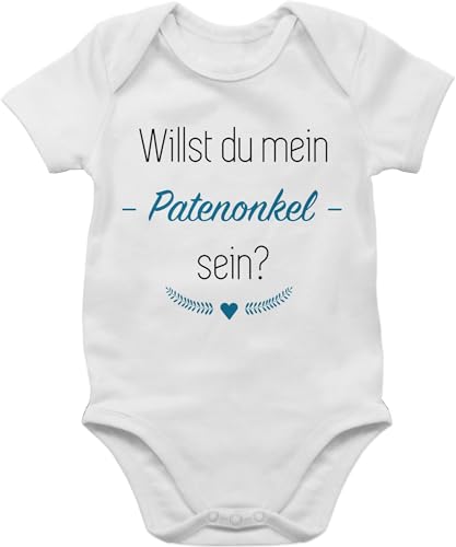 Baby Body Junge Mädchen - Willst du mein Patenonkel sein? Herz - 6/12 Monate - Weiß - meine werden babykleidung jungen strampler babystrampler bodies babysachen bodys für babys kurzarm kinder von Shirtracer