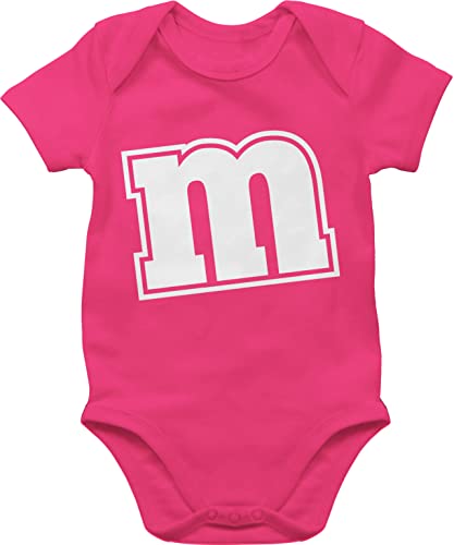 Baby Body Junge Mädchen - & Fasching - M&M Motiv Karneval I M und M I Fastnacht I Fasnacht I Fasnet - 1/3 Monate - Fuchsia - faschingsstrampler faschings mm strampler karnevals mms tier verkleidung von Shirtracer