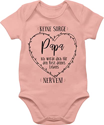 Baby Body Junge Mädchen - zum - Keine Sorge Papa ich werde dich den Rest deines Lebens nerven I Papa Geschenk Vater Geburtstag I Vatertag I Weihnachten - 1/3 Monate - Babyrosa - überraschung von Shirtracer
