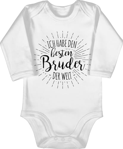 Baby Body langarm Mädchen Junge - Ich habe den besten Bruder der Welt - 3/6 Monate - Weiß - brüder brother strampler geschenk weihnachten best babykleidung bruderherz bester babybody für hab von Shirtracer
