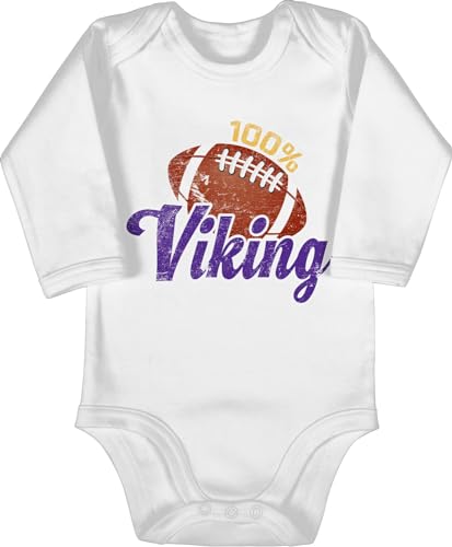 Baby Body langarm Mädchen Junge - Sport & Bewegung - 100% Viking - 6/12 Monate - Weiß - bodys babybody babykleidung babybodys strampler für und bodies jungen kinder langarmbody boddie football von Shirtracer