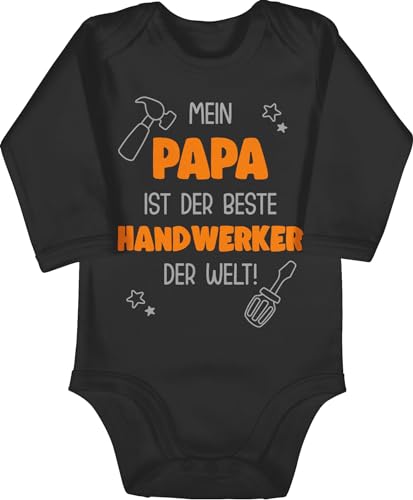 Baby Body langarm Mädchen Junge - Bunt gemischt - Mein Papa ist der beste Handwerker der Welt - 3/6 Monate - Schwarz - strampler langarmbody kinder jungen ausgefallene bester babystrampler du bist von Shirtracer