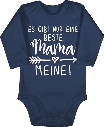 Baby Body langarm Mädchen Junge - Es gibt nur eine beste Mama - Meine Mutti - 6/12 Monate - Navy Blau - muddi best mom strampler mamas babybody mutter ist die babykleidung muttertagsgeschenk von Shirtracer