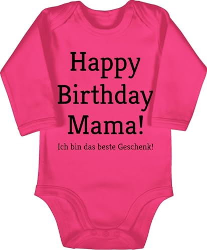 Baby Body langarm Mädchen Junge - Event und Anlass Geschenke - Happy Birthday Mama! Ich bin das Geschenk! - 6/12 Monate - Fuchsia - langarmbody mama mommy strampler von Shirtracer