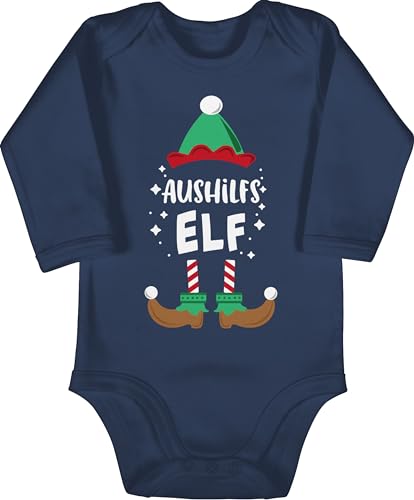 Baby Body langarm Mädchen Junge - Geschenke - Weihnachten Aushilfs-Elf I Weihnachtself I Weihnachts Elf I Christmas Elf - 12/18 Monate - Navy Blau - weihnachtsstrampler weihnachtsmotiv elfe von Shirtracer