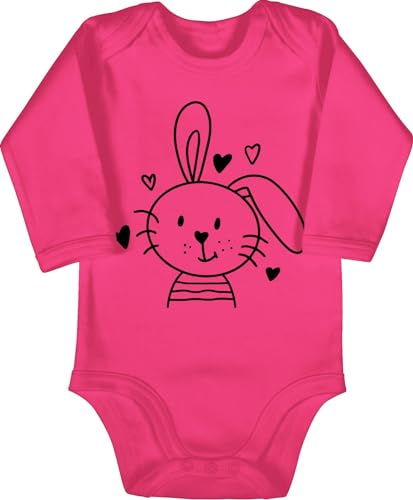Baby Body langarm Mädchen Junge - Hase - Hasen Schlappohr Osterhase I - 12/18 Monate - Fuchsia - oster outfit osterhasen bunny babybody hasenmotiv ostern strampler häschen kaninchen langarmbody von Shirtracer