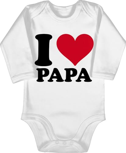 Shirtracer Baby Body langarm Mädchen Junge - I Love Papa - 6/12 Monate - Weiß - daddy baby-kleidung vatertag vaterchen babybody dad liebe strampler vatertagsgeschenk my babykleidung papas bester von Shirtracer