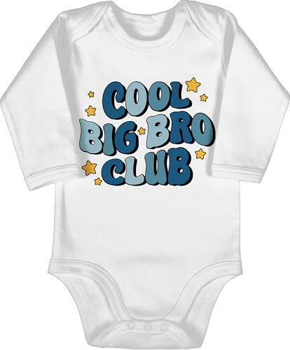 Baby Body langarm Mädchen Junge - Ich werde großer Bruder Geschenk Cool big Bro Club | Geschenke für werdende große Brüder - 6/12 Monate - Weiß - brother bruder" großen grosse grosser 2023 von Shirtracer