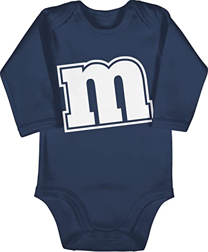 Shirtracer Baby Body langarm Mädchen Junge - Karneval & Fasching - M&M Motiv - 6/12 Monate - Navy Blau - kaneval carnevale jeck verkleidet karneva fasnets lustiges faschings karnelval verkleidungen von Shirtracer