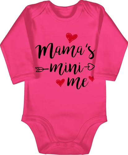 Baby Body langarm Mädchen Junge - Mama - Mamas Mini Me Schwarz - 3/6 Monate - Fuchsia - muddi strampler mutter babybody muttertagsgeschenk mommy muttertag mother's day mutti mama's von Shirtracer
