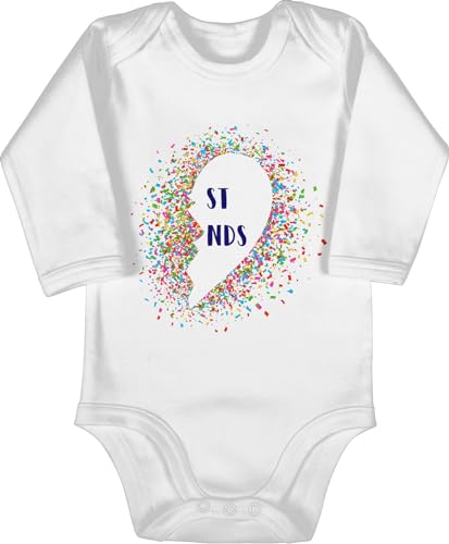 Baby Body langarm Mädchen Junge - Partner-Look Familie - best friends Konfetti Teil 2 - 3/6 Monate - Weiß - partnerlook beste freundin strampler partneroutfits freundinnen langarmbody family look von Shirtracer