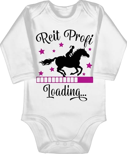 Baby Body langarm Mädchen Junge - Pferde - Reit Profi Loading schwarz - 6/12 Monate - Weiß - pferden reiter sprüche geschenk pferdefreund pferdesport pferde-print reitersache reiten frau von Shirtracer