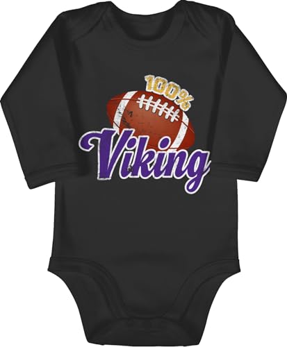 Baby Body langarm Mädchen Junge - Sport & Bewegung - 100% Viking - 3/6 Monate - Schwarz - 25. geburtstag vikings strampler football babybody american baby-kleidung minnesota bodys von Shirtracer