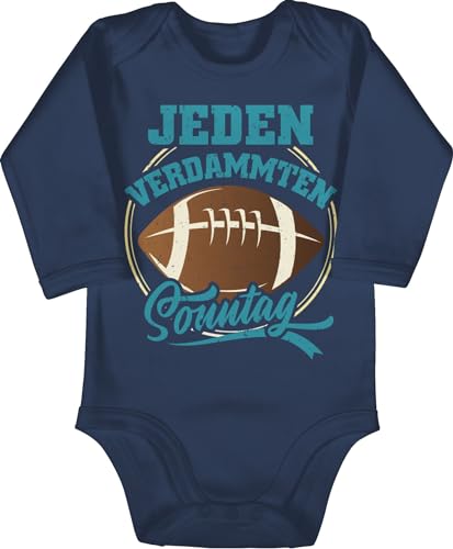 Baby Body langarm Mädchen Junge - Sport & Bewegung - Jeden verdammten Sonntag - Vintage - blau - 6/12 Monate - Navy Blau - 25. geburtstag verdammter babybody jedem bodys an von Shirtracer
