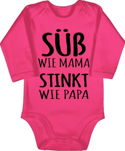 Baby Body langarm Mädchen Junge - Sprüche - Süß wie Mama - schwarz - 3/6 Monate - Fuchsia - babygeschenke spruch papa bodys babygeschenk spruche stinkt baby-geschenke sprüchen von Shirtracer