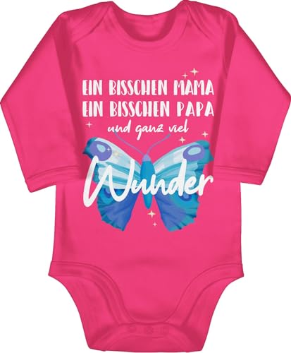 Baby Body langarm Mädchen Junge - Strampler & - Ganz viel Wunder - weiß - 6/12 Monate - Fuchsia - sachen für neugeborene papa babykleidung zur geburt mutter vater bodys mit sprüchen von Shirtracer