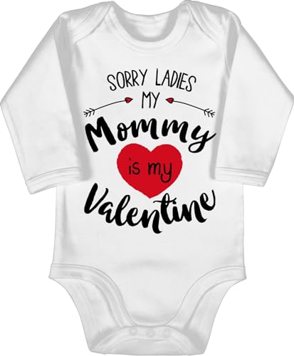 Baby Body langarm Mädchen Junge - Valentinstag Partner - Sorry Ladies my Mommy is my Valentine - 3/6 Monate - Weiß - valentinsgeschenk mom strampler valentinstags geschenk valendienstag von Shirtracer