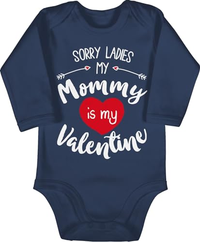 Baby Body langarm Mädchen Junge - Valentinstag Partner - Sorry Ladies my Mommy is my Valentine weiß - 3/6 Monate - Navy Blau - valentinsgeschenk valentinstags geschenk valendienstag von Shirtracer