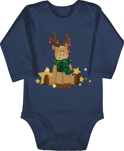 Shirtracer Baby Body langarm Mädchen Junge - Weihnachten Geschenke Christmas - süßer Elch - 12/18 Monate - Navy Blau - weihnachtsbody weihnachtsstrampler weihnachtsmotiv süßes babykleidung outfit von Shirtracer