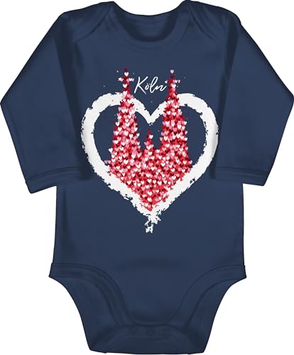 Baby Body langarm Mädchen Junge - & Fasching - Kölner Dom Köln Rot Weiss Karneval I Kölle I Fastnacht I Fasnacht I Fasnet - 3/6 Monate - Navy Blau - faschingsbody faschings un strampler von Shirtracer