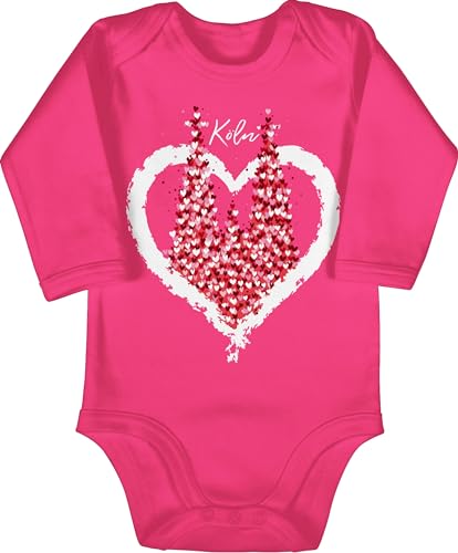 Baby Body langarm Mädchen Junge - & Fasching - Kölner Dom Köln Rot Weiss Karneval I Kölle I Fastnacht I Fasnacht I Fasnet - 3/6 Monate - Fuchsia - faschingsbody faschings un strampler karnevals von Shirtracer
