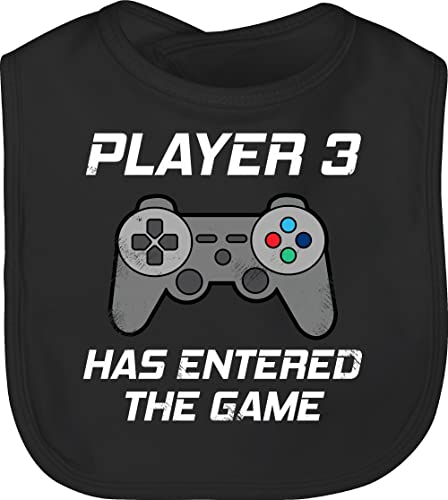 Baby Lätzchen - Zur Geburt - Player 3 has entered the game Controller grau - Unisize - Schwarz - babygeschenke partnerlook nerd schlabberlatz pregnancy gamer latz familie look gaming kinderlätze von Shirtracer