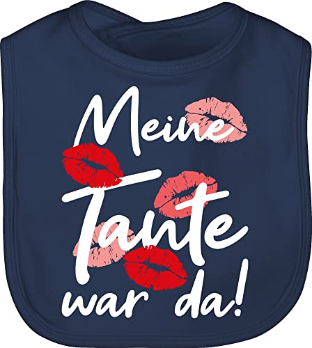 Baby Lätzchen - Strampler Mädchen & Junge - Meine Tante war da - weiß - Unisize - Navy Blau - lustige babysachen sprüche tanten sabberlatz babykleidung mit süßen sprüchen spruch kinderlatz von Shirtracer