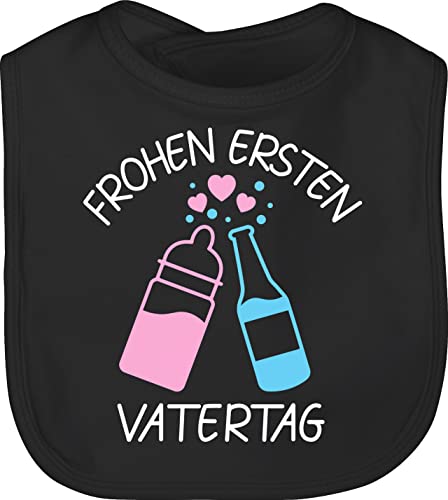 Baby Lätzchen - Geschenk zum - Frohen ersten Vatertag mit Anstoßen - rosa/weiß - Unisize - Schwarz - papas papatag herrentag männertag vatertags t shirt 1.vatertag himmelfahrt vater papa tag von Shirtracer